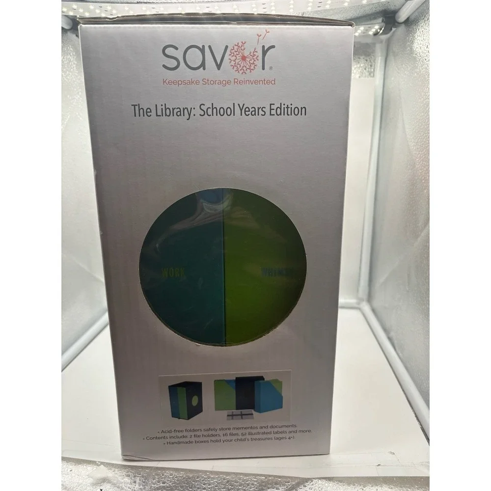 Savor The Library School Years Edition Keepsake Storage Box Set w/ Labels